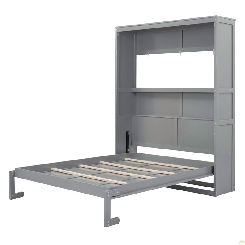 Grand lit escamotable mural avec tablettes