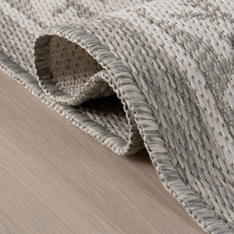  Tapis traditionnel intérieur / extérieur Sirelia, Gris, Rectangle 6 pi x 9 pi