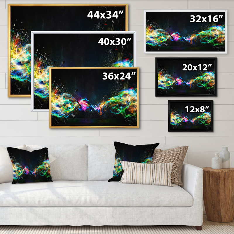 Sentiers aux couleurs vives et brillantes - œuvre d'art moderne sur toile, H 8 po x l 12 po, Cadre flottant noir