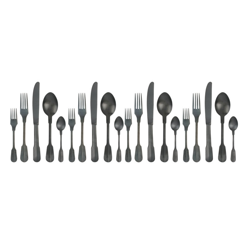 Madrid 20 Piece 18/10 Stainless Steel Flatware Set, Service for 4, Black