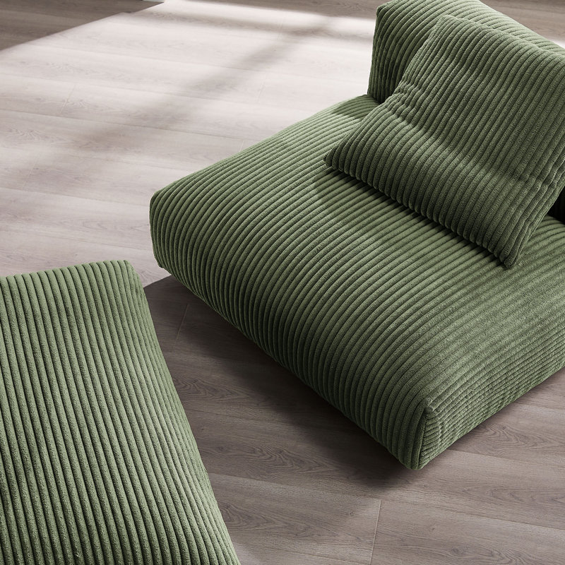 Ensemble de fauteuil modulaire et repose-pieds rembourré Solace, Velours fougère