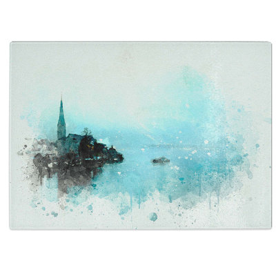 Tempered Glass Boat in Hallstatt Austria Chopping Board