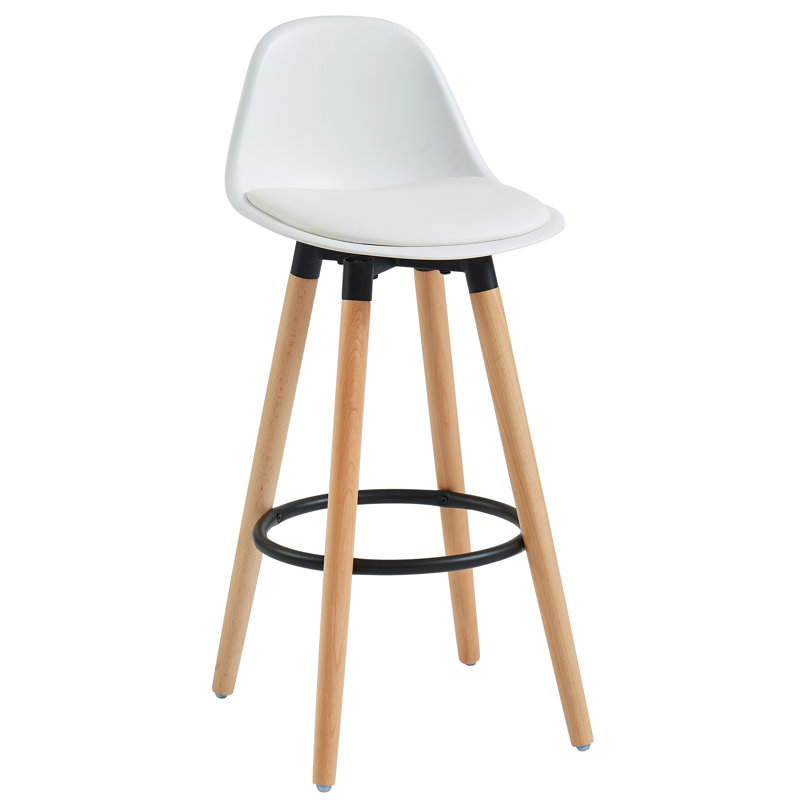 Hoban Upholstered Faux Leather Counter Stool, White