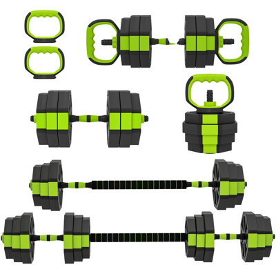 Ensemble d'haltères réglables 6 en 1, poids libre de 55 lb, vert