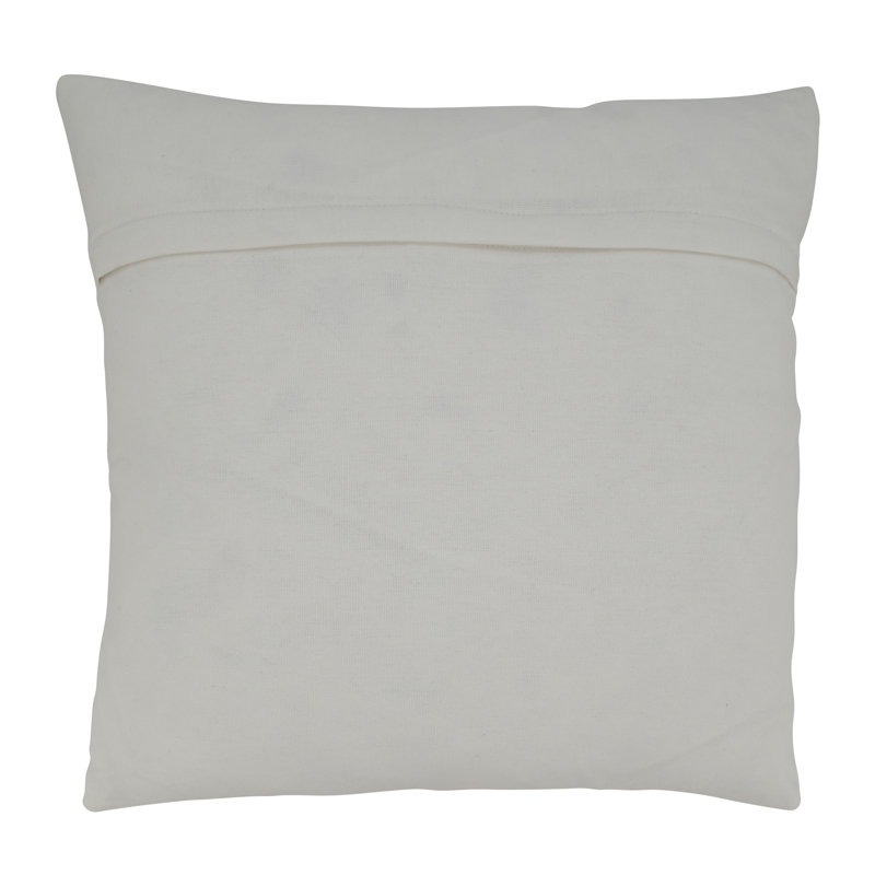 Multicolor Beaded Embroidered Floral Square Cotton Pillow, 16"