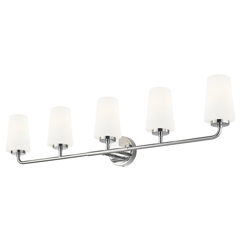 Coiffeuse Mathieson, H 9,5 po x l 40 po x P 6,5 po, Chrome chrome, 5 lumières