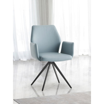 Finition noire, fauteuil en cuir bleu, pivotant, cuir fleur, pieds en métal, hauteur du siège, profondeur du produit et fauteuil avec revêtement, structure, dossier