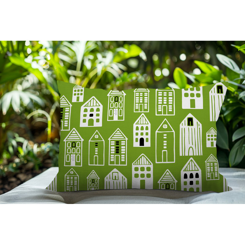 Oreiller rectangulaire réversible intérieur / extérieur Kito, Chartreuse, Rectangle H 14 po x l 20 po