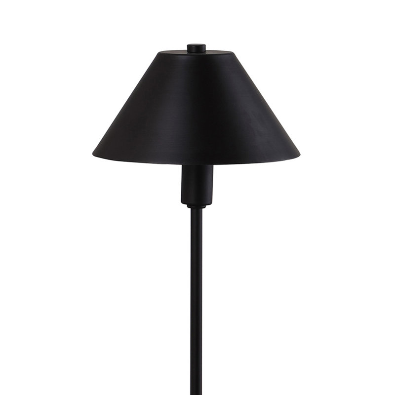 18"  Metal Bedside Table Lamp With  Cone Shade, Black