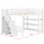Structure de lit mezzanine polyvalente avec escalier de rangement, tablettes, petite armoire et lumières DEL