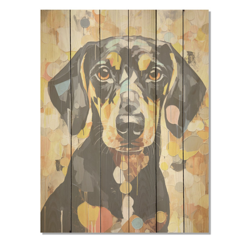 Drôle de portrait de daschund - art mural en bois de chien sur bois de pin naturel, H 20 po x l 10 po