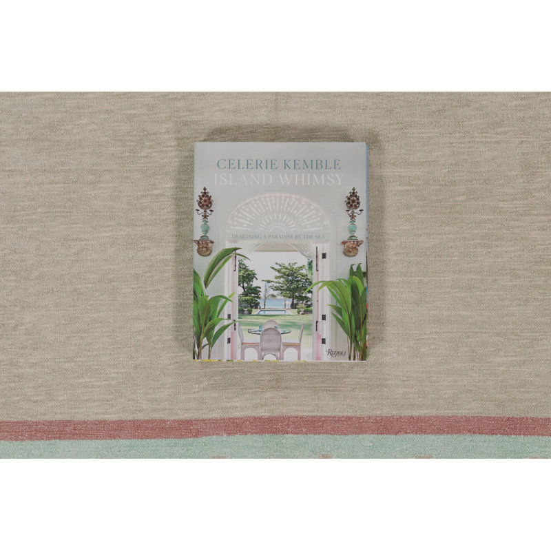 Rug & Kilim’S Contemporary Dhurrie Rug In Beige With Light Blue And Rose Border