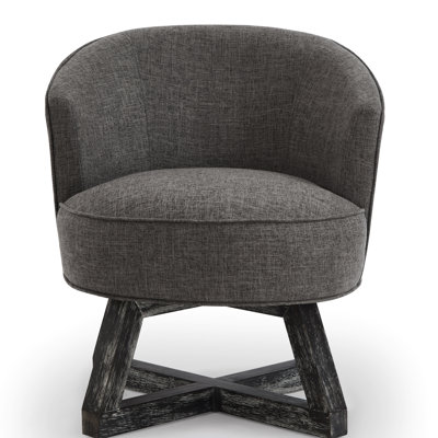 Chaise pivotante à pieds en bois, lin gris foncé, confortable pour la maison et le bureau