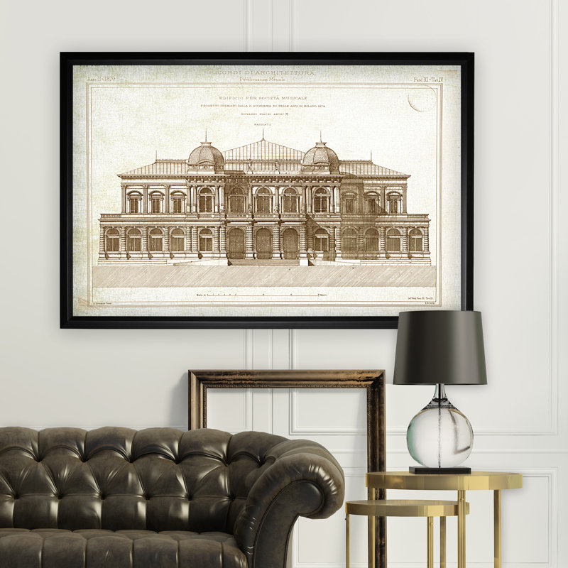 « architecture sketch i », impression, H 27 po x l 39 po x P 2 po, Cadre noir, Pas de tapis