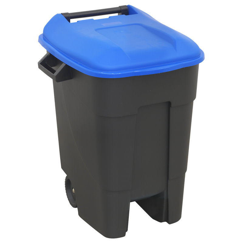 Kaczmarek Plastic Manual Lift Outdoor Trash & Recycling Bin - 100L, Blue