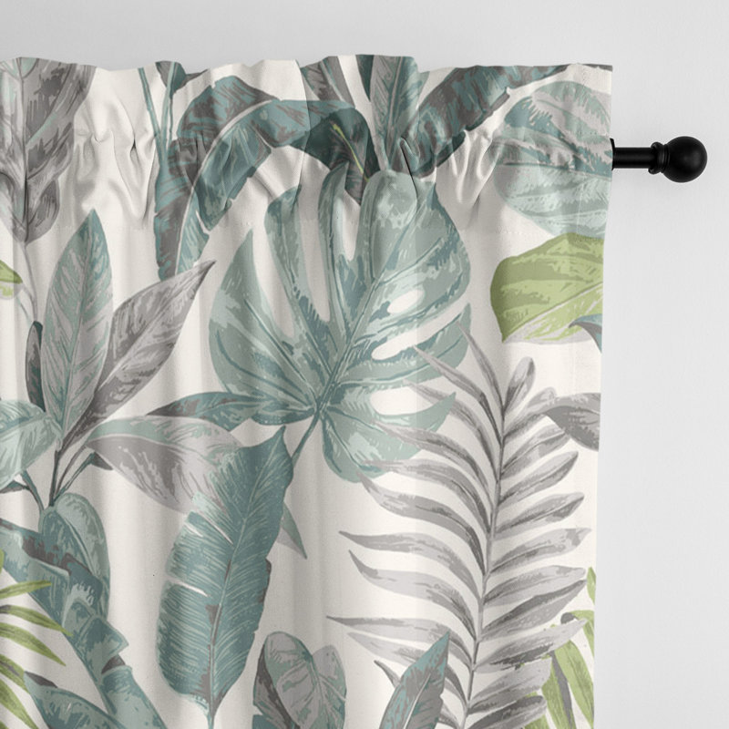 Tropical Palms Cotton Curtain, 50" W X 108" L
