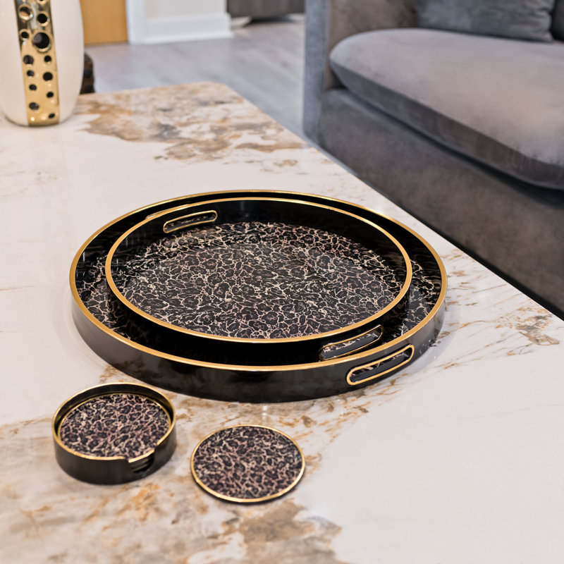 LLB - Round tray-set of 2 - Roxy Leopard