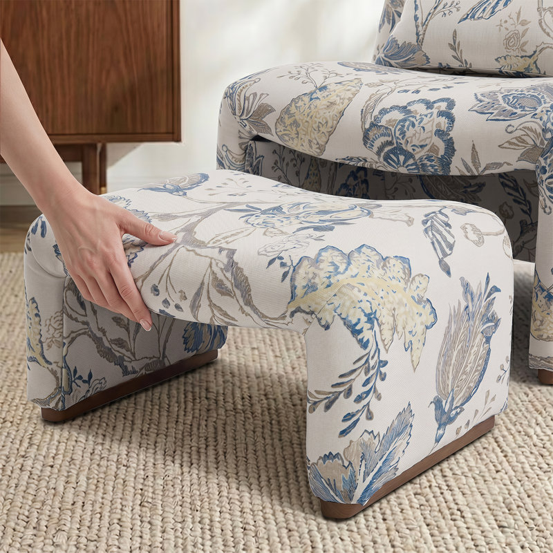 Ensemble de 2 chaises d'appoint et repose-pieds l 28 po (ensemble de 2), Polyester floral et oiseau