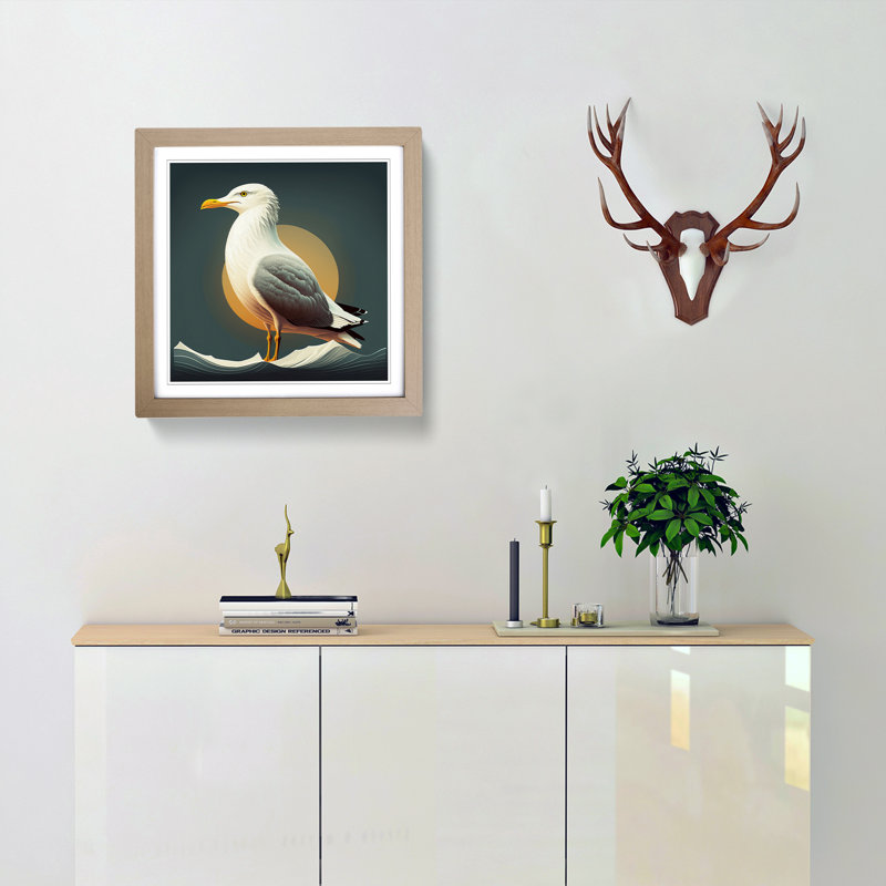 Seagull Deco - Single Picture Frame Print on Wood, Oak