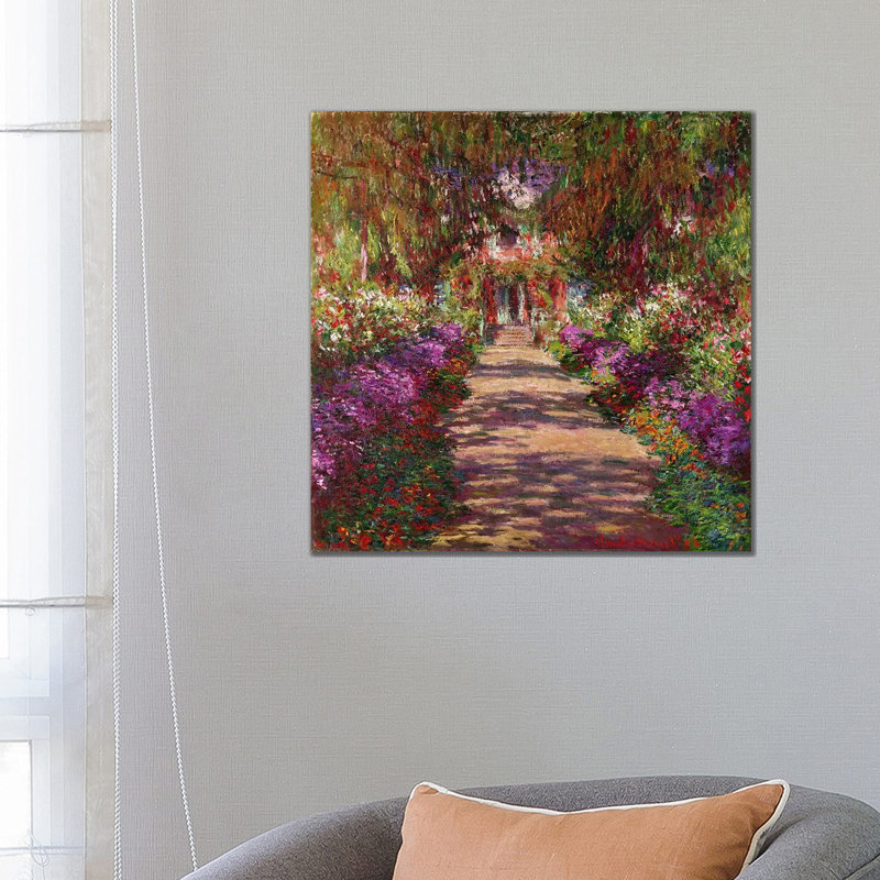 A Pathway in Monets Garden, Giverny, 1902 by Claude Monet - 1 Piece Wall Art on Canvas, 66.04 cm H x 66.04 cm W x 1.91 cm D