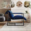 Chaise d'appoint rembourrée avec cadre en métal et mélange de polyester bleu-810248992