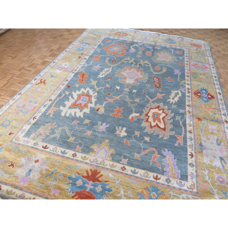 Tapis bleu denim unique de 9 pi 10 po x 14 pi