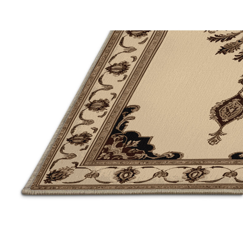 Machine Washable French Brown Area Rug, Round 5'