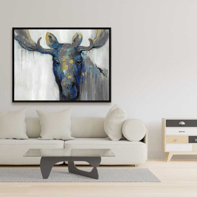 «Blue Moose» - Toile classique encadrée de cerf bleu