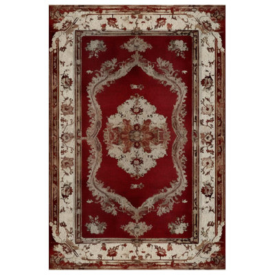 Zaria Collection Digital Print Cotton-Polyester Burgundy Oriental Rug