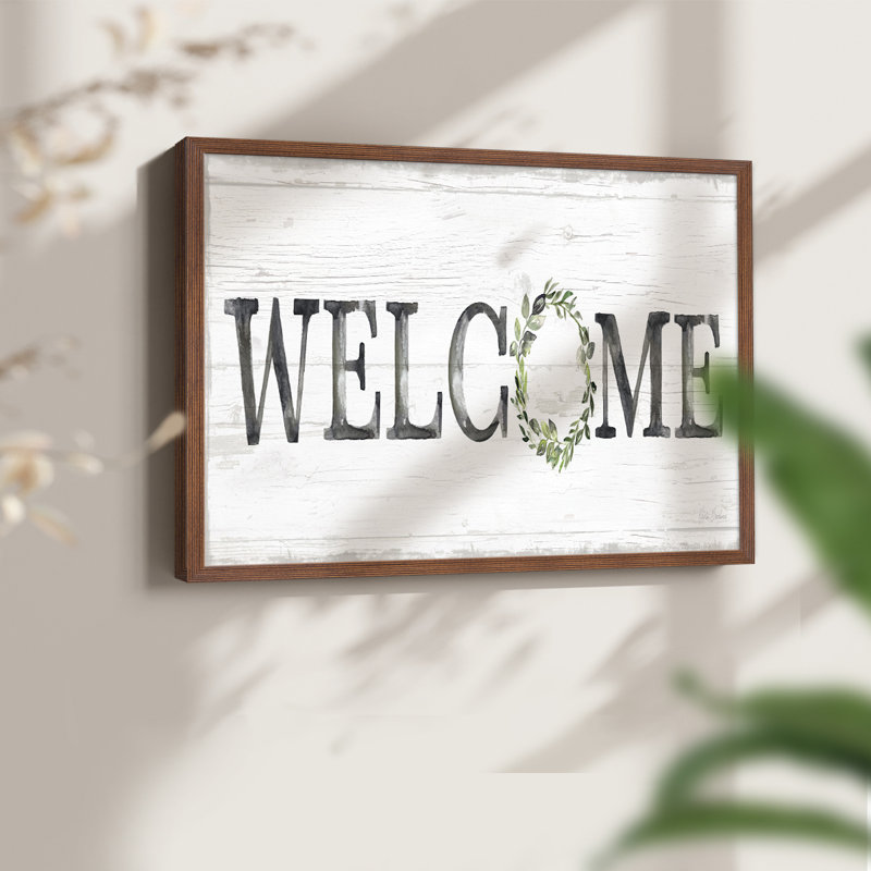 Welcome Wreath -Framed Print - Restickable, Noyer, H 11 po x l 14 po