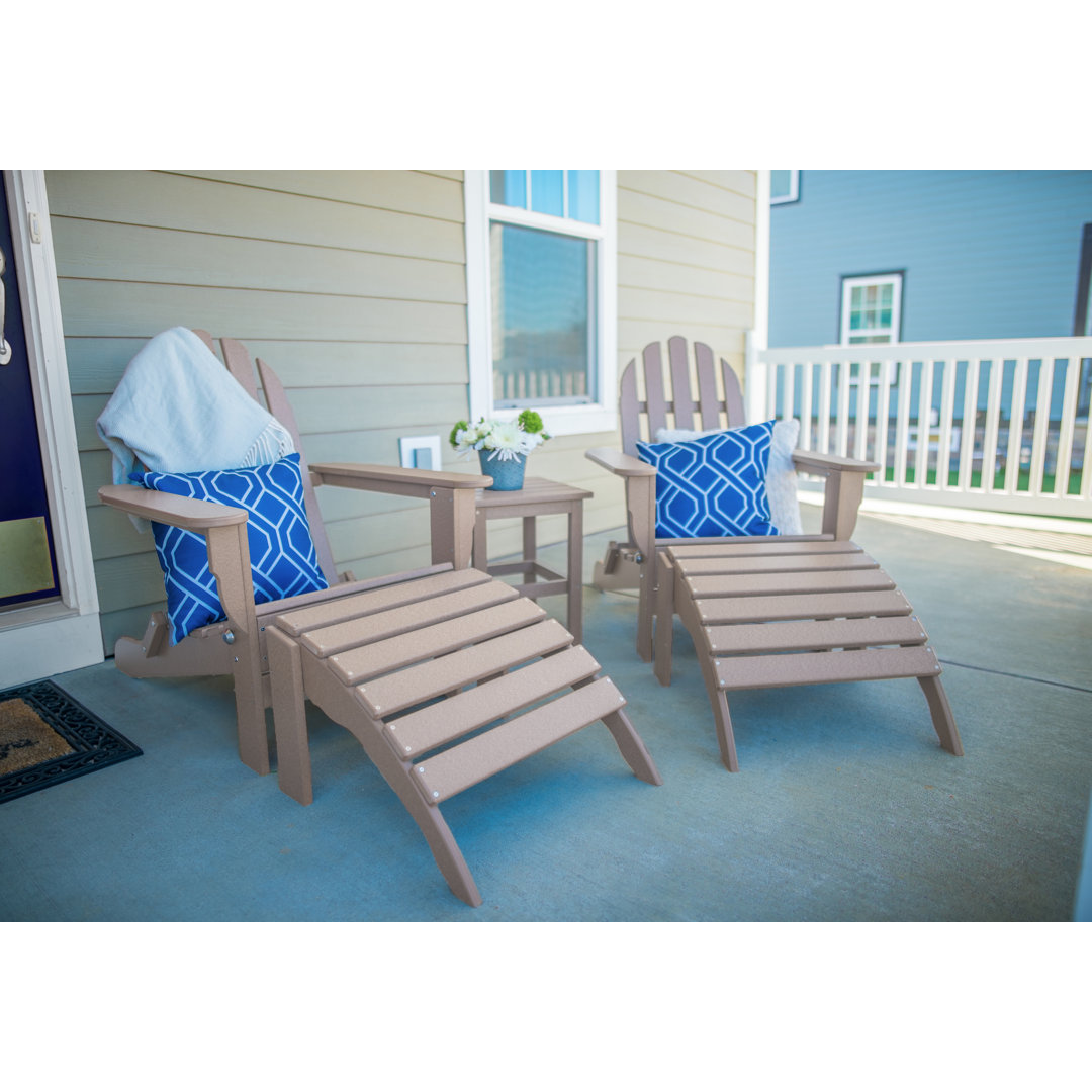 Hartington Plastic/Resin Folding Adirondack Chair with Ottoman and Table Three Posts™ 