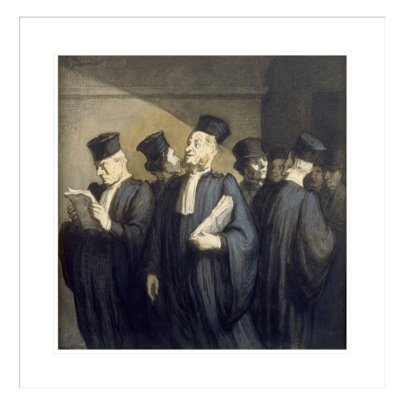 «Avant l'Audience» par Honoré Daumier, impression giclée sur cadre, H 23,82 po x l 23,5 po