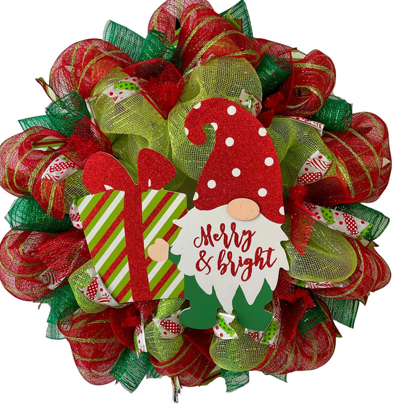 Couronne de Noël gnomes joyeux et lumineux