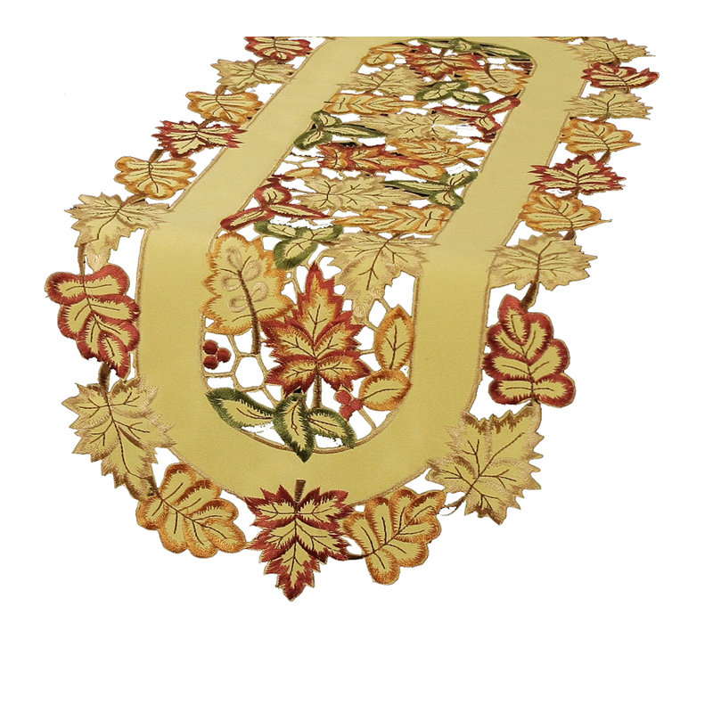Wendling Embroidered Cutwork Fall Table Runner, 108" L x 15" W