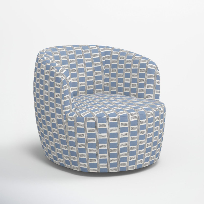 Fauteuil demi-tonneau pivotant Mina, Percy à carreaux de glace