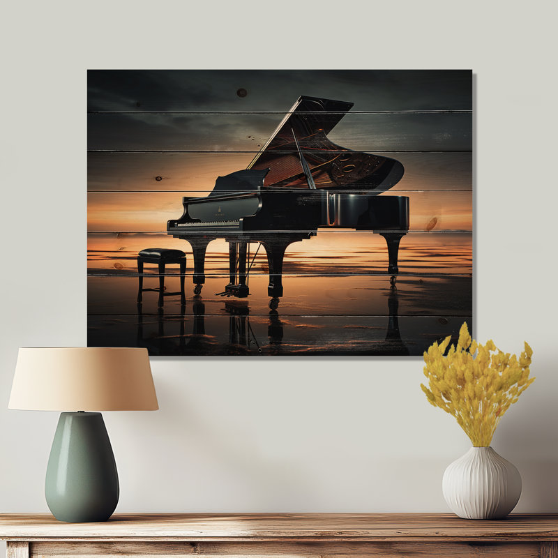Angeline - décor de bois musical sur bois de pin naturel, H 24 po x l 32 po