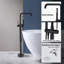 Topcraft Single Handle Floor Mounted Freestanding Tub Faucet with Handheld Shower, Matte Black-51724474