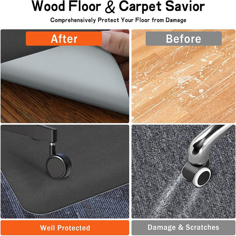 Tapis de chaise de bureau pour planchers durs, antidérapant et résistant