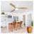 52 Inch Flush Mount Solid Wood Ceiling Fan with 18W Dimmable LED Light, Remote Control Reversible DC Motor