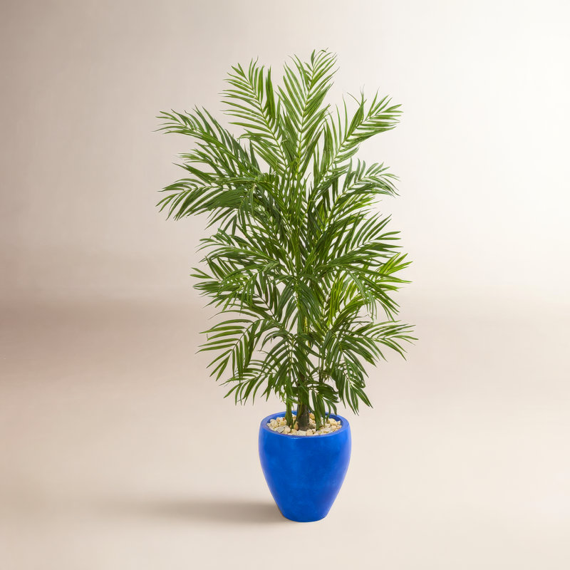 Palmier artificiel en pot Roni, H 66 po x l 31 po x P 25 po, bleu