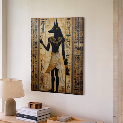 Canvas Wall Art A Traditional Illustration Of The Egyptian God Anubis Shown In Profile With A Black Premium Quality Ready To Hang Modern