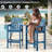 Tall Chairs Of 2, Blue, , Removable Tray, Umbrella Hole, Wood - Grain, Low Maintenance For Poolside Blue Patio , With Tray And Effort