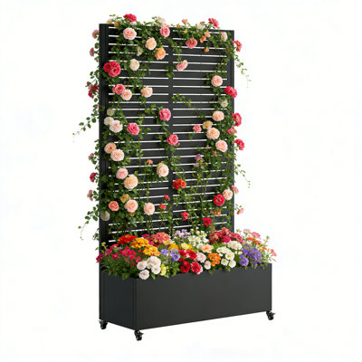 Boîte à fleurs en métal avec treillis