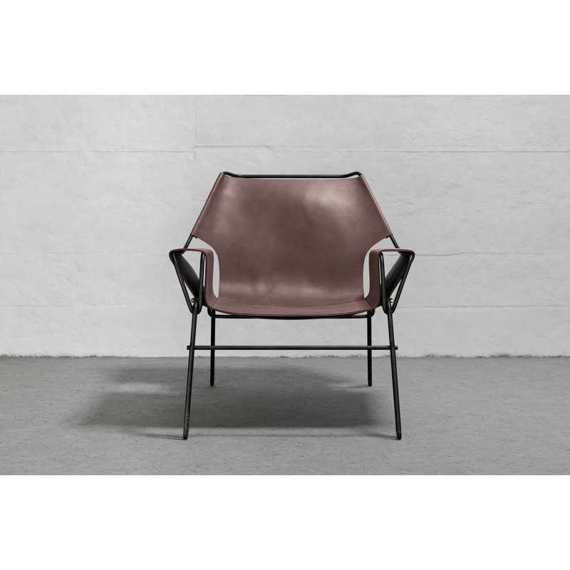 Perfidia Leather Lounge Chair, Brown Red Genuine Leather