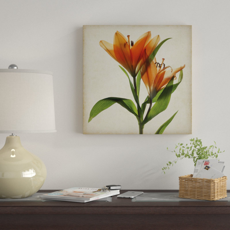 «Parchment Flowers X», impression sur toile, H 12 po x l 12 po x P 0,75 po, Toile tendue, Pas de tapis
