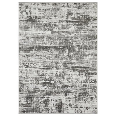 Tapis abstrait gris en polypropylène tissé à la main Siante