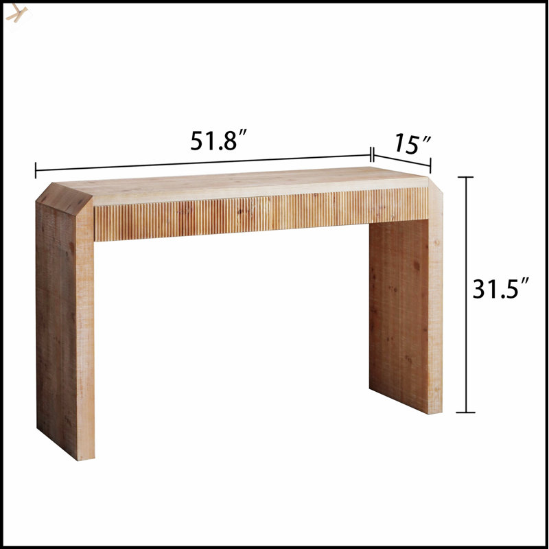 Console rustique en bois avec tiroir - Design minimaliste, texture nervurée et finition naturelle pour une utilisation polyvalente à la maison