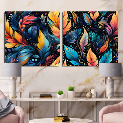 Artistic Gypsy Boho Pattern - Abstract Botanicals Square Collage Set Of 2