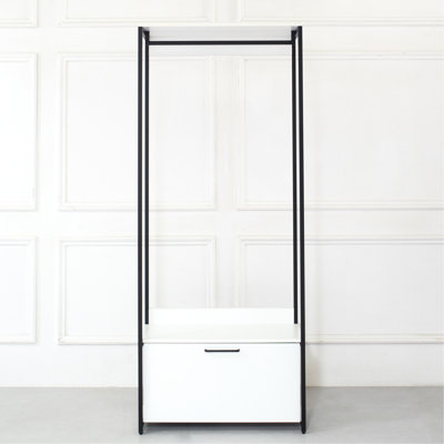 Commode à porte-penderie - Métal antirouille, placard à compartiments de rangement très profonds avec structure en métal thermolaquée, durabilité, espace, eau et chaleur, surface à gratter, panneau E0, 2X