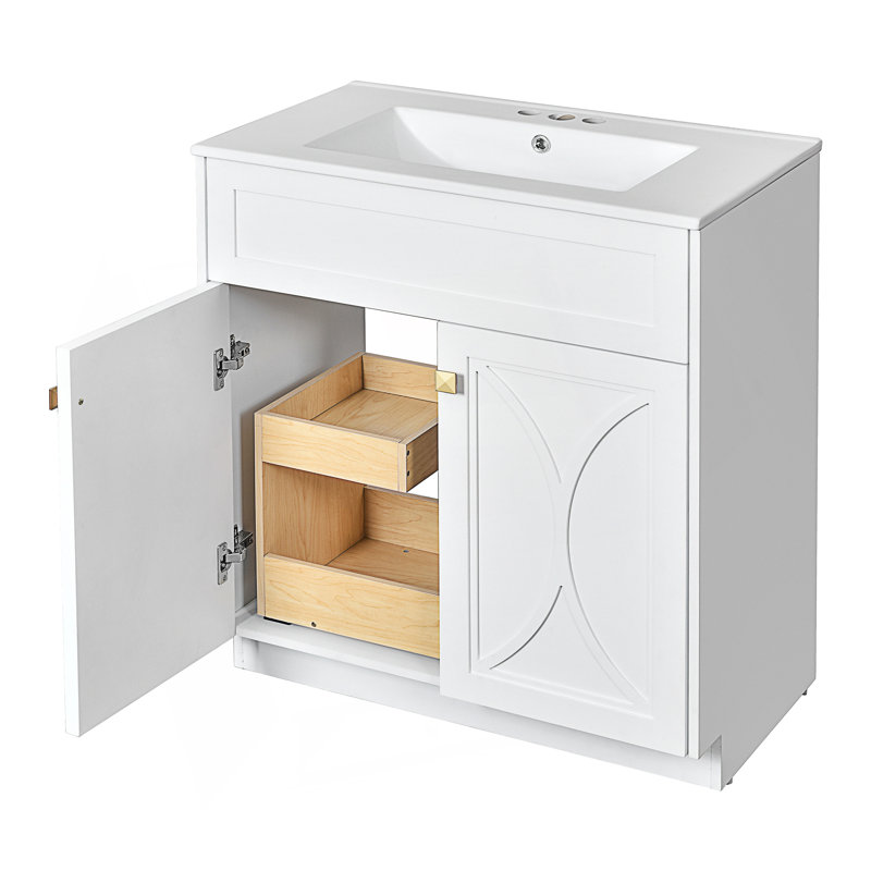 Ensemble de meuble-lavabo moderne autoportant avec meuble-lavabo en céramique